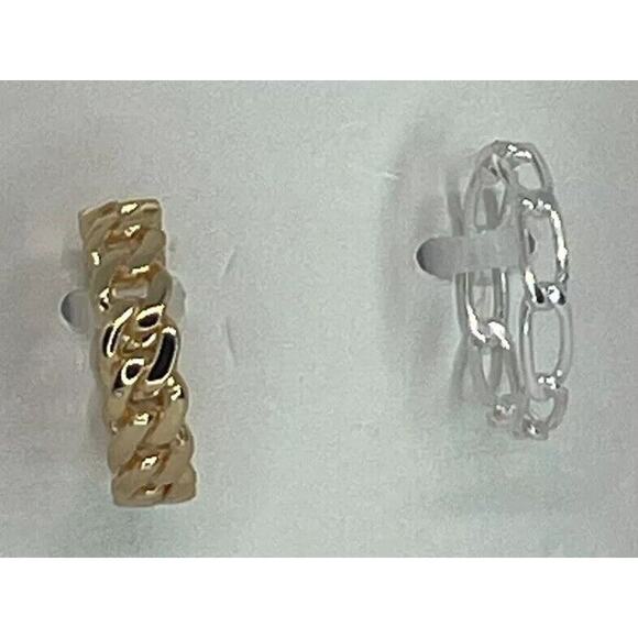 18K Gold Plated Chain Band Ring (2 Piece Set) Size 8 Chic Trendy Style Shiny NWT - Picture 3 of 9